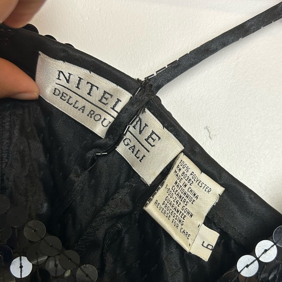 VTG Y2K Micro Mini Dress Niteline Della Roufogali 6 Black Sequin Beaded Hoco - Picture 10 of 15